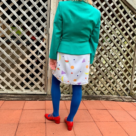 Vintage Teal Wool Gold Button Jacket - Picture 4 of 8